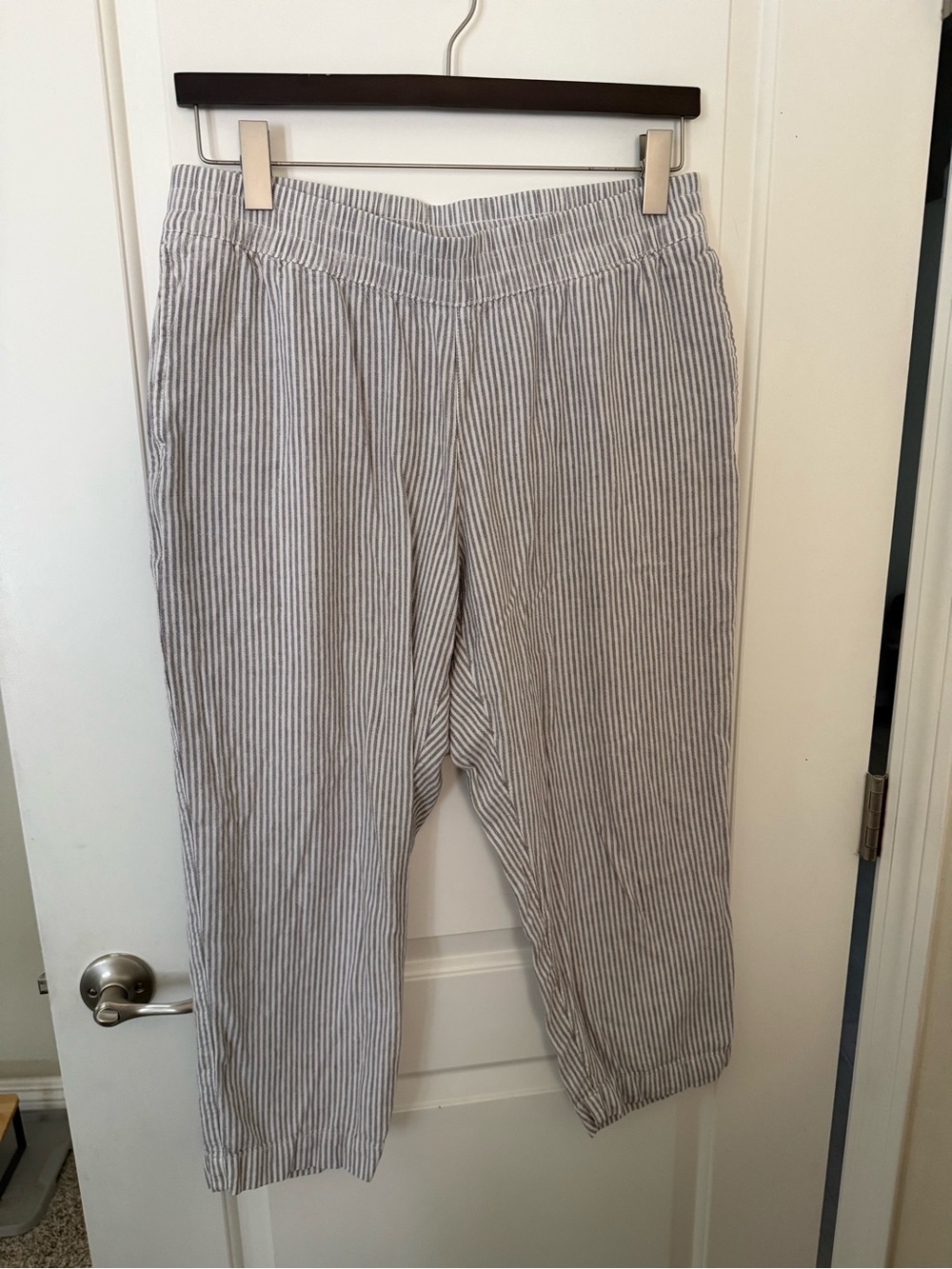 Light Gray Striped Women’s Relaxed Waist Pants